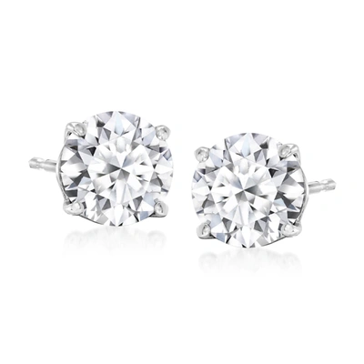 Ross-simons Lab-grown Diamond Stud Earrings In 14kt White Gold In Silver