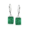 Ross-simons Emerald Drop Earrings With . White Topaz In Sterling Silver In Green