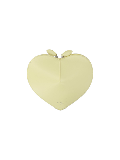 Alaïa Le Coeur Leather Shoulder Bag In Cream