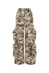 Amiri Camo Print Cotton Drill Wide Leg Pants In Brown