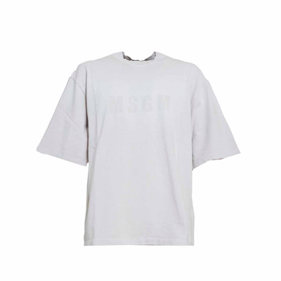 Msgm Raw-cut Drop Shoulder T-shirt In Sabbia