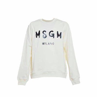 Msgm Logo印花棉卫衣 In Crema