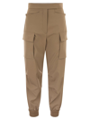 Max Mara Cargo Trousers In Gabardine Wool In Camel