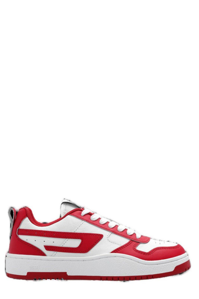 Diesel S-ukiyo V2 Leather Sneakers In White/red