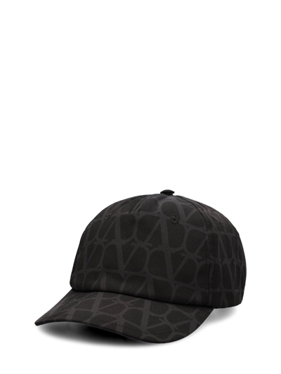 Valentino Garavani Toile Iconographe Curved Peak Baseball Cap In Black