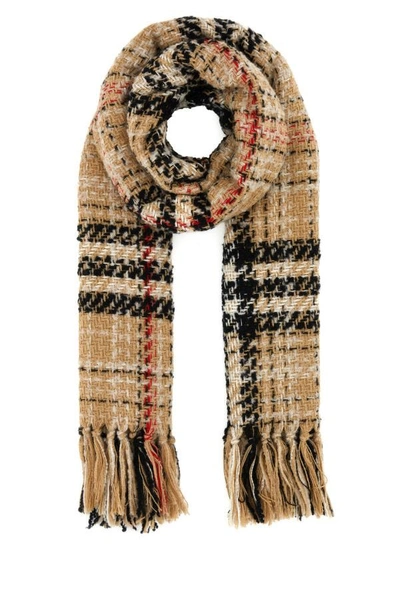 Burberry Unisex Embroidered Tweed Blend Scarf In Multicolor