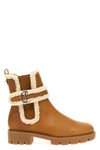 Christian Louboutin Cl Chelsea Shearling-trimmed Ankle Boots In Brown