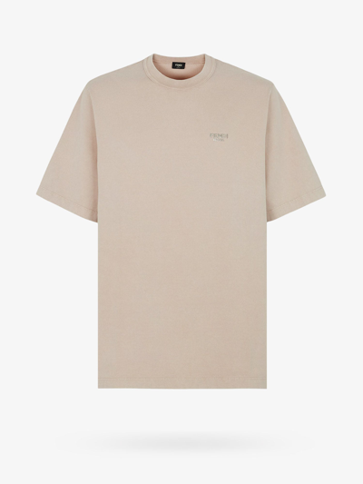 Fendi Man T-shirt Man Beige T-shirts In Cream