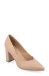 Journee Collection Simonne Pointed Toe Pump In Almond