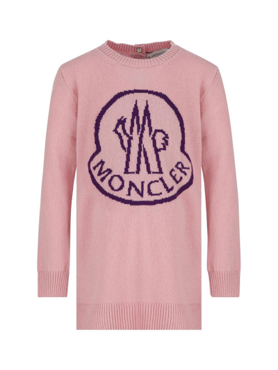 Moncler Kids' Wool Dress In Pink