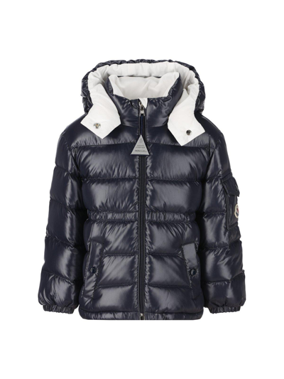 Moncler Kids' Logo-patch Hooded Padded Jacket In Navy