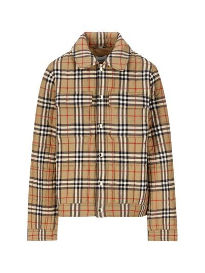 Burberry Kids' Vintage Check-pattern Long-sleeved Jacket In Beige