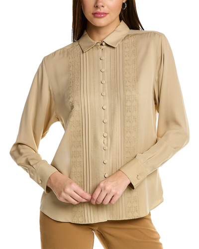 Lafayette 148 Dropped-shoulder Silk Blouse In Brown