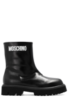 MOSCHINO MOSCHINO LOGO PRINTED ANKLE BOOTS