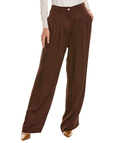 Donni Silky Pleated Trousers In Brown