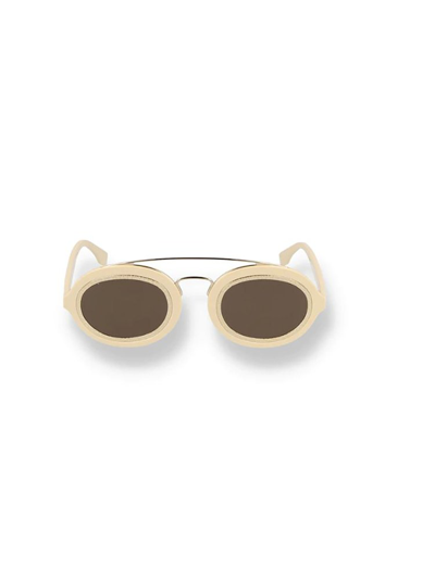 Fendi Eyewear Oval Frame Sunglasses In White