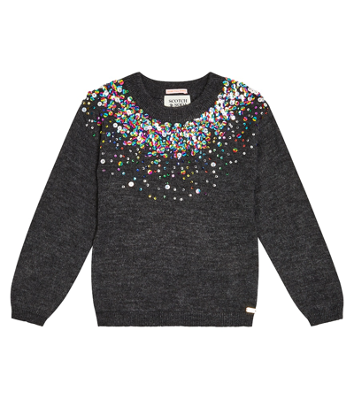 Scotch & Soda Kids' Sequined Sweater In Grey