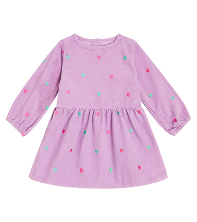 Stella Mccartney Babies' Heart-embroidered Corduroy Dress In Lilla