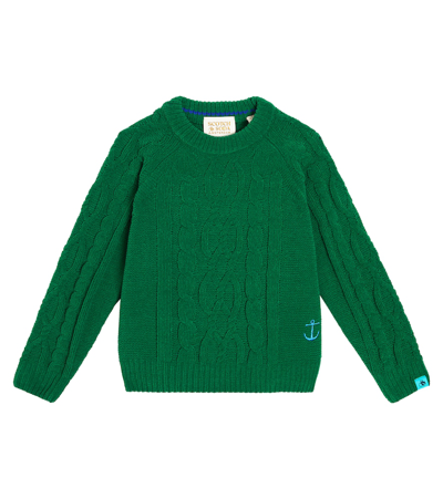 Scotch & Soda Kids' Cable-knit Sweater In Green