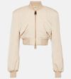 Khaite Reggie Oversized Cropped Satin Bomber Jacket In Neutrals