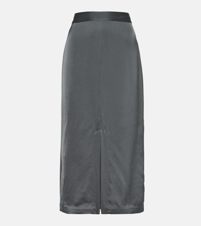 Totême Satin Midi Skirt In Grey