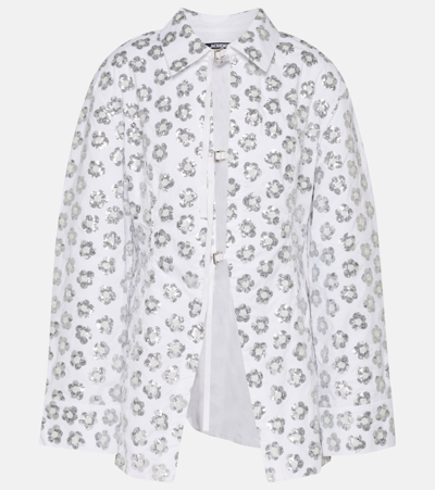 Jacquemus Lavoir Sequinned Cotton-blend Shirt In White