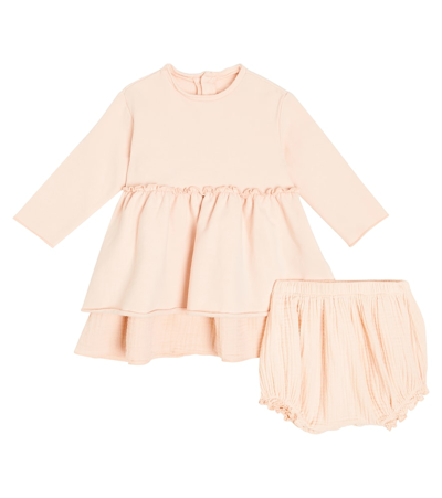 Il Gufo Baby Cotton-blend Dress And Bloomers Set In Pink