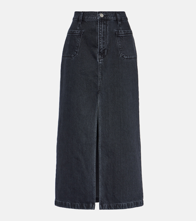 Frame Le Bardot Denim Midi Skirt In Inkwell