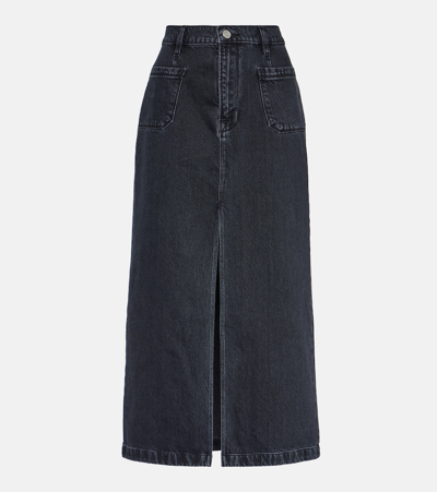 Frame Le Bardot Denim Midi Skirt In Inkwell Clean