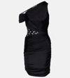 Marine Serre Shelter One-shoulder Draped Jersey Minidress In Black