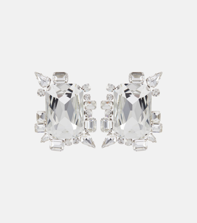 Balmain Crystal-embellished Clip-on Earrings In White