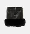 MAGDA BUTRYM FAUX FUR-TRIMMED LEATHER MINI SKIRT