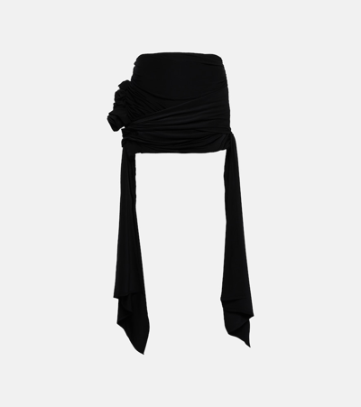 Magda Butrym Floral-appliqué Jersey Miniskirt In Black