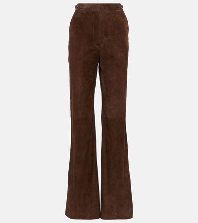 Gabriela Hearst Vesta High-rise Suede Flared Pants In Chocolate