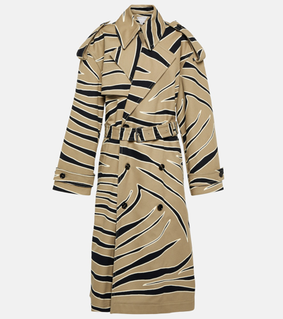 Bottega Veneta Printed Gabardine Trench Coat In Multicoloured