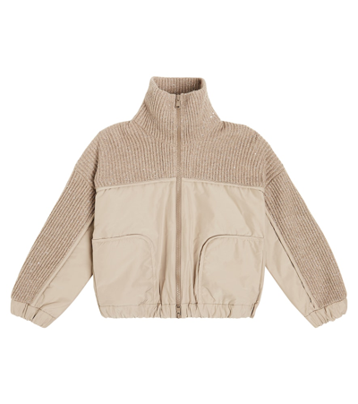 Brunello Cucinelli Kids' Cashmere-wool Zip-up Jacket (4-16 Years) In Beige