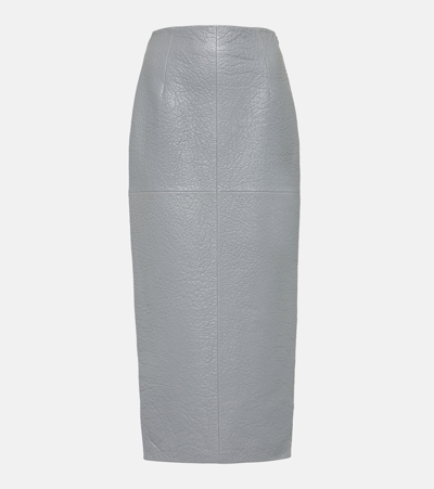 Prada Nappa Leather Skirt In Cloudy Gray