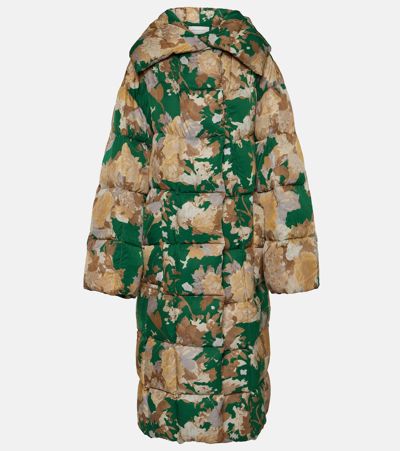 Dries Van Noten Floral Quilted Coat In Green