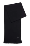 Hugo Boss Raschel-knit Scarf In Wool In Black