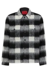 Hugo Boss Oversize-fit Overshirt In Glen-check Wool-effect Fabric In White