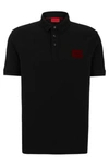 HUGO COTTON-PIQU POLO SHIRT WITH METALLIC-EFFECT LOGO