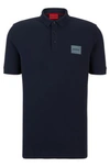 Hugo Cotton-piqu Polo Shirt With Metallic-effect Logo In Dark Blue
