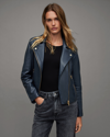 Allsaints Dalby Biker Jacket In Squid Ink Blue