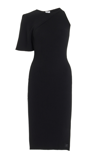 COURRÈGES RIBBED KNIT ASYMMETRIC MIDI DRESS