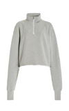 LES TIEN HALEY CROPPED HALF-ZIP COTTON SWEATSHIRT