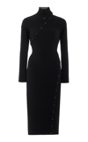 COURRÈGES BUTTONED RIBBED KNIT MIDI DRESS