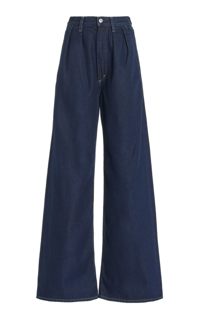 Citizens Of Humanity Maritzy Pleated Denim Wide-leg Trousers In Dark Wash