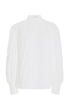 Another Tomorrow Pleated Balloon-sleeve Blouse In White