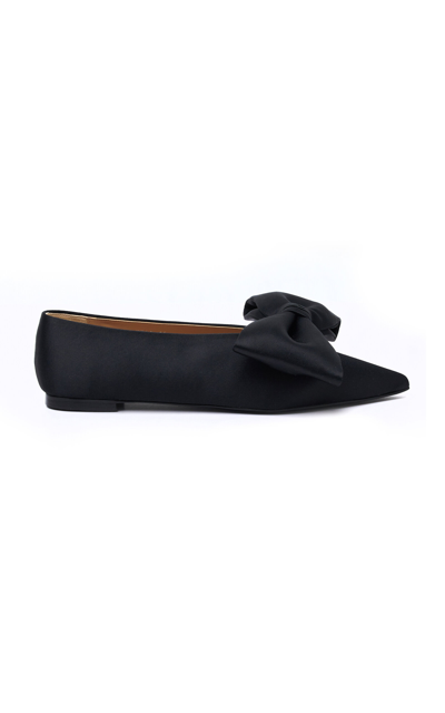 Kimhēkim Monroe Bow-detailed Silk-wool Satin Ballet Flats In Black