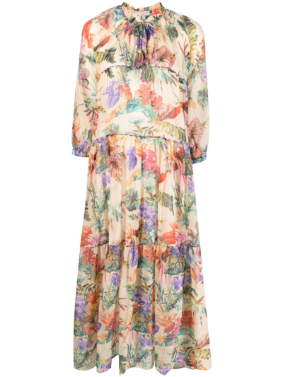 ANJUNA ANJUNA PRINTED COTTON BLEND SILK MAXI DRESS